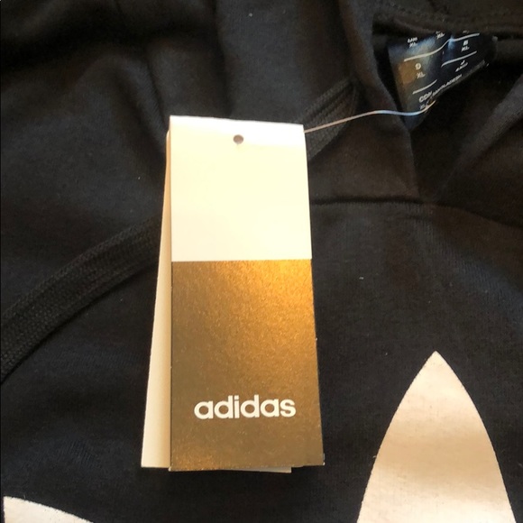 NWT Mens Adidas Black Trefoil Fleece Hoodie - Picture 10 of 11